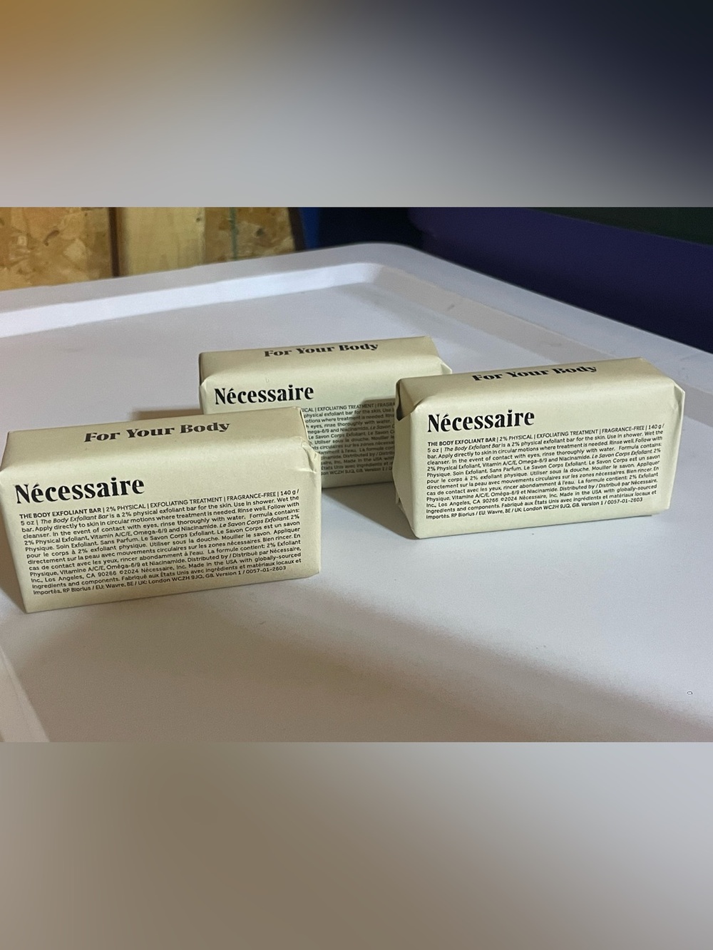 New 3 bars of Necessaire The Body Exfoliant Bar - Cream